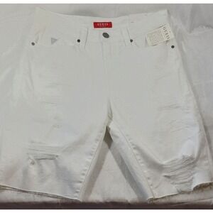 Guess Men's Clarke Stretch Denim Shorts - White Destroyed - Size 30 - 11" Inseam